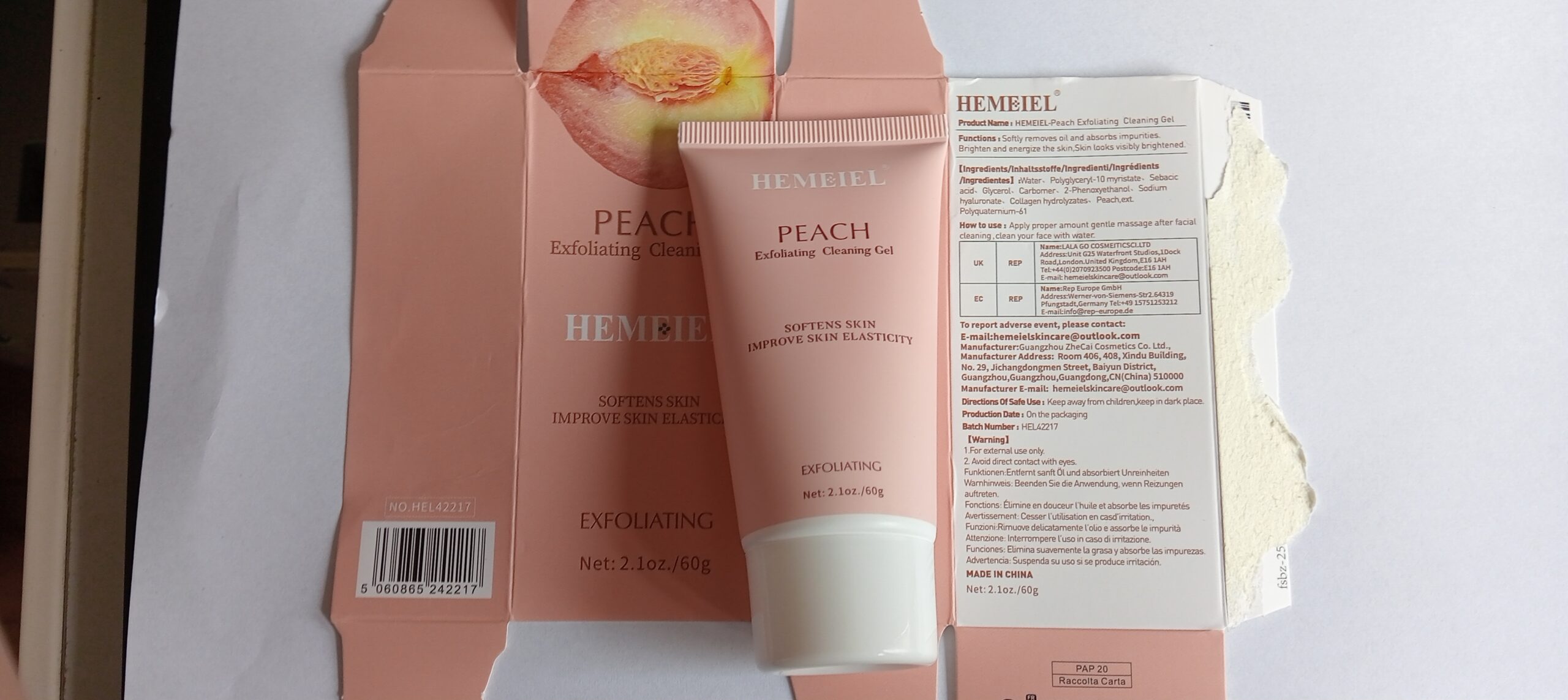 Hemeiel peach exfoliating cleaning gel